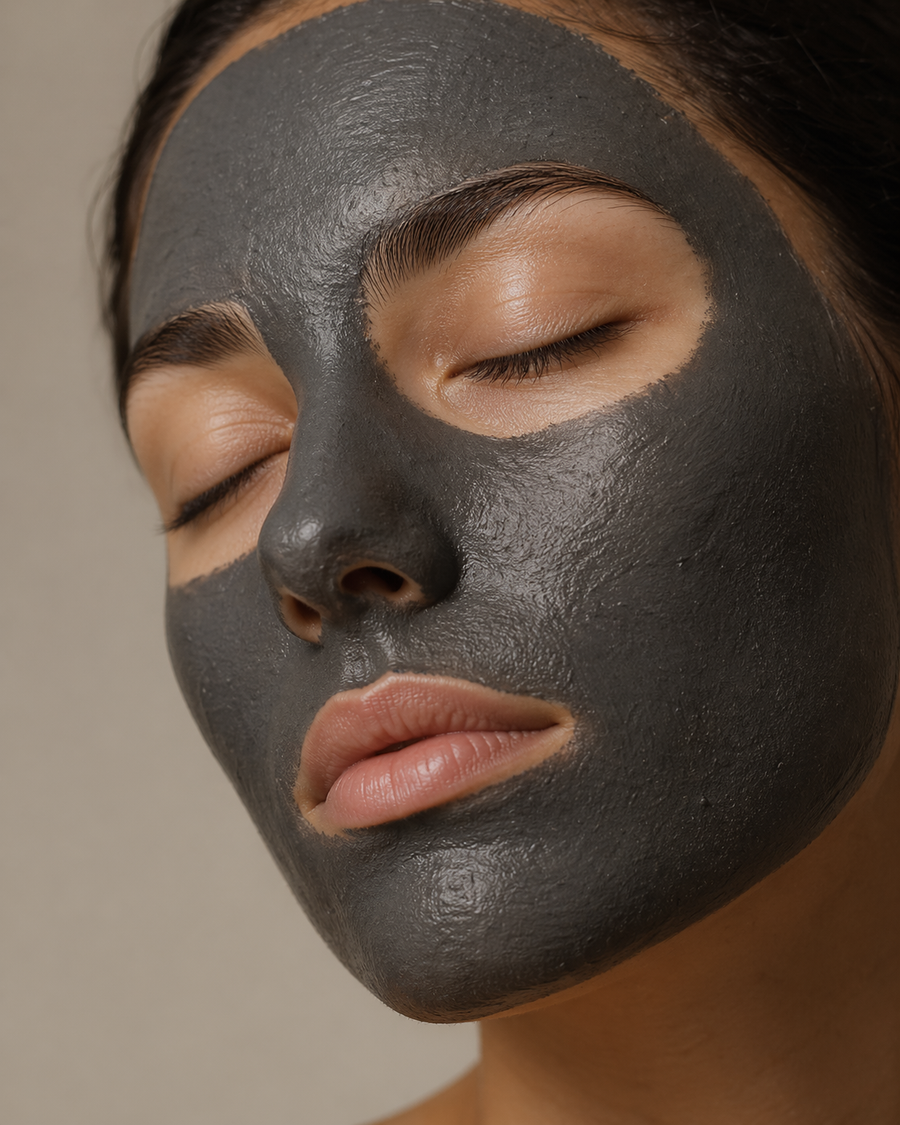 Woman wearing Veloura™ Clay Mask deep pore cleansing treatment